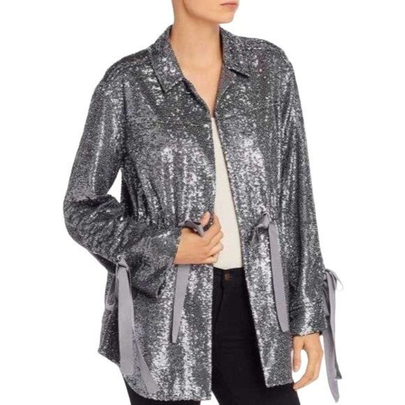 Cinq à Sept Silver Sequin Blazer - Picture 1 of 1